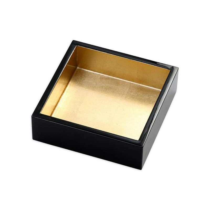 Caspari Lacquer Cocktail Napkin Holder in Black & Gold â€“ Handcrafted High-Gloss Wooden Holder for Caspari Cocktail Napkins, Elegant Bar or Table Accessory - Image 1